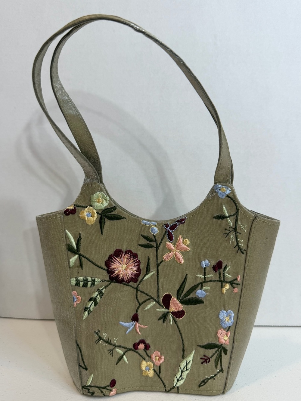 Mini Embroidered Floral Tote Bag Cottagecore Small Purse